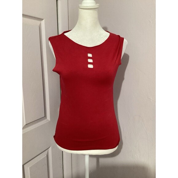 Velvet Graham Spencer Red Sleeveless Cut Out Blouse M - Picture 1 of 7